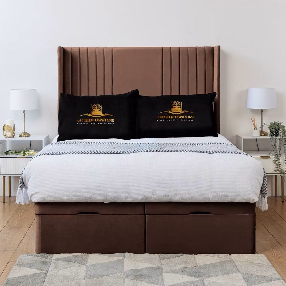 Luxor Living Luxor Wingback Ottoman Divan Bed with 54 Inch Headboard in Brown, W/D/H: 140 x 200 cm – 2