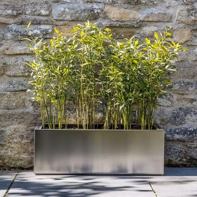 Access Garden Products Silver Galvanised Steel Trough Planter, W: 120 cm, D: 40 cm, H: 40 cm