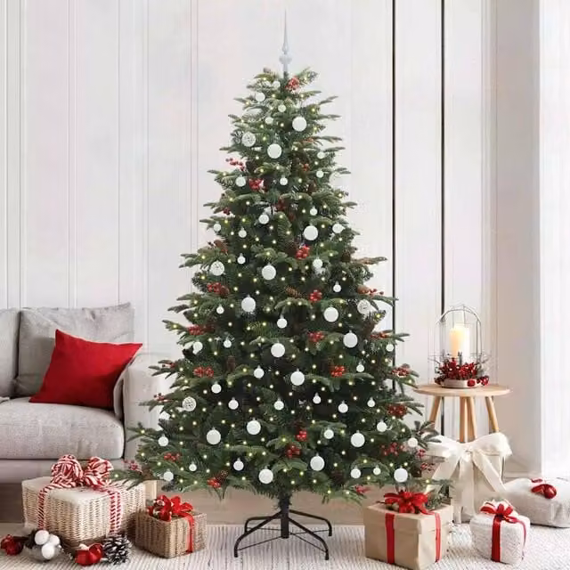 Berkfield Home Artificial Christmas Tree with 300 LEDs and Stand, Green, Height: 210 cm – 1