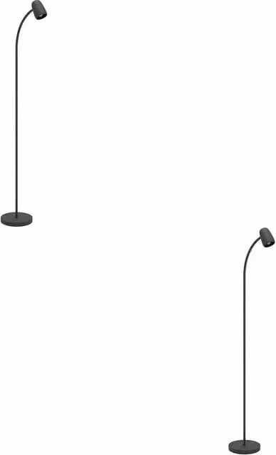 Loops 2 Pack Black Metal Floor Lamps for Reading and Indoor Use, H 170 cm x W 23 cm x D 23 cm