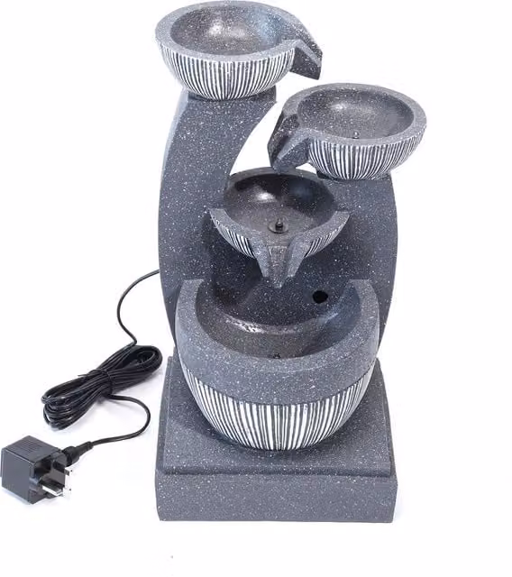 Breeins Natural Flow Electric Indoor and Outdoor Tabletop Fountain Decor in Grey