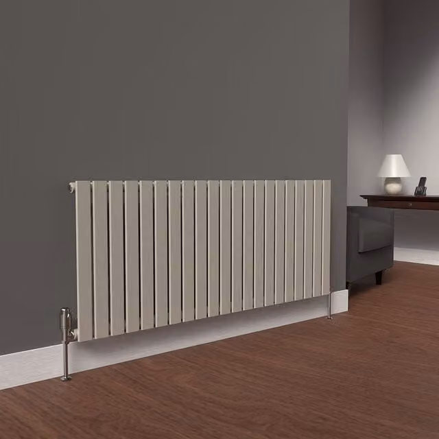 Lux Heat Flat Horizontal Single Coloured Radiator in Dune Grey, H 60 cm x W 147 cm