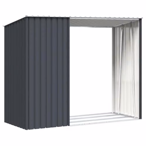 vidaXL Garden Firewood Shed in Anthracite, Galvanised Steel, W/D/H: 245 x 98 x 159 cm – 7