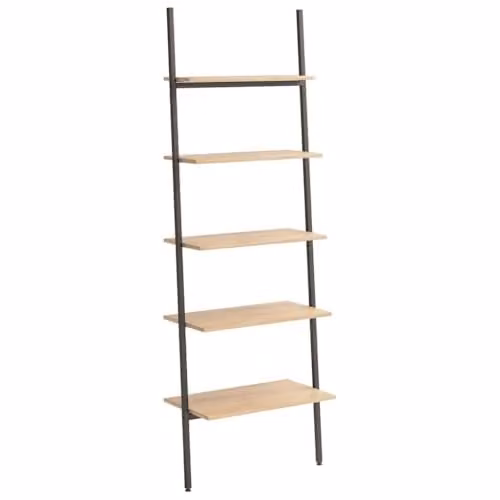 vidaXL 5-Tier Industrial Ladder Shelf in Brown and Black, W/D/H: 64 x 34 x 185.5 cm