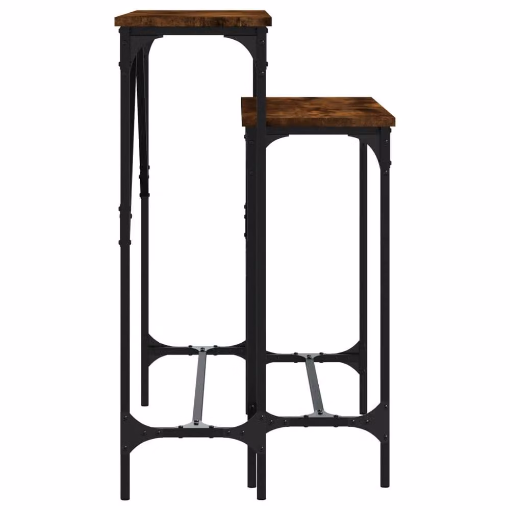 Berkfield Home Set of 2 Smoked Oak Decorative Console Tables in Brown – 4