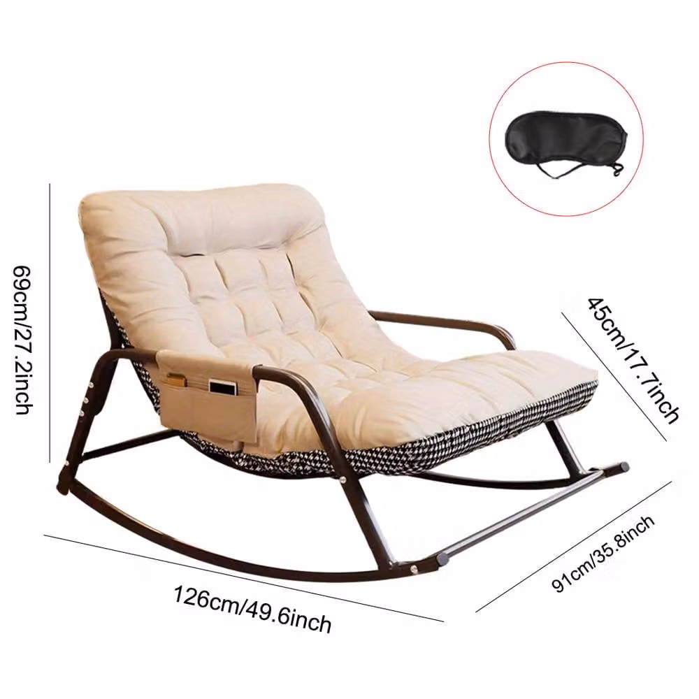 FORGEVIO Beige 2 Seater Nordic Fabric Rocking Lounge Chair – 1
