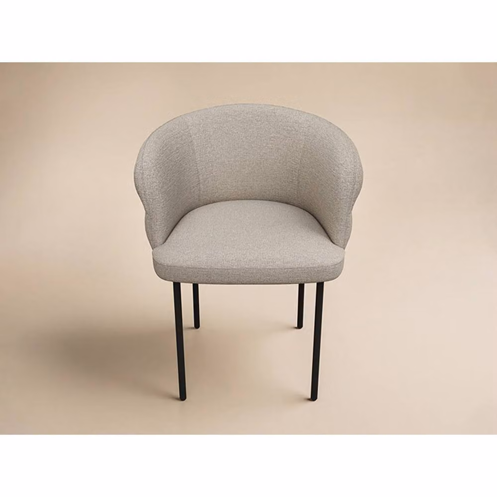 Solace+Co Elise Set of 2 Modern Upholstered Dining Chairs in Beige and Black with Metal Frame, H: 79 cm, W: 60.5 cm, D: 60 cm – 3
