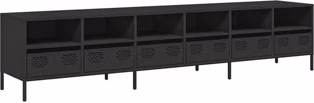Berkfield Home Industrial Black Metal TV Cabinet W: 202 cm, D: 39 cm, H: 43.5 cm