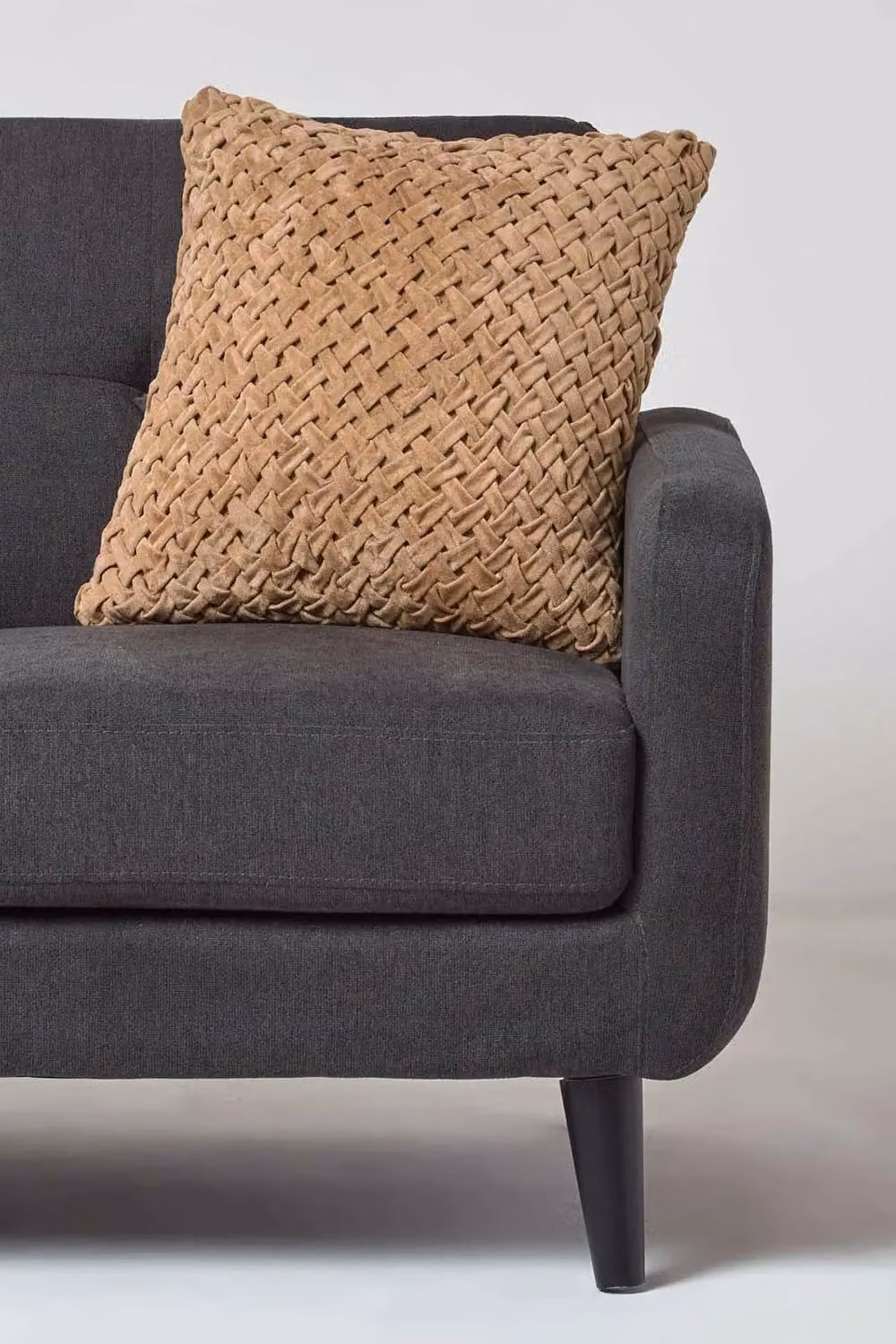 Homescapes Sofia Pleated Velvet Cushion in Taupe, W/D/H: 45 x 45 x 45 cm – 2