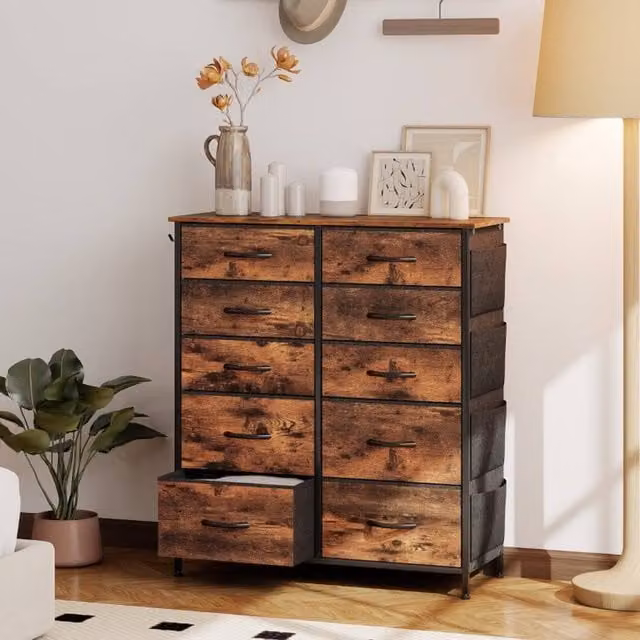 STILVORA Modern Freestanding Chest of Drawers with Storage in Brown