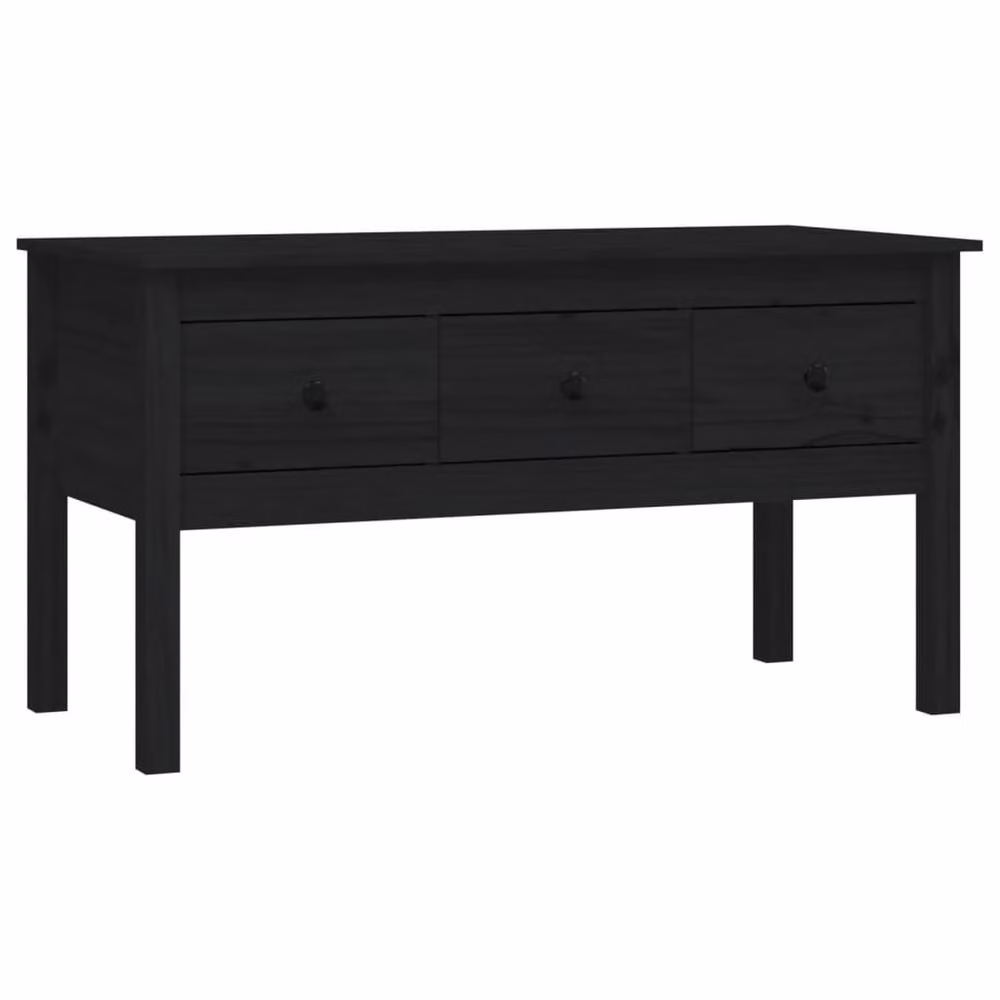 Berkfield Home Beautiful Modern Black Solid Wood Pine Coffee Table W/D/H: 102 x 49 x 55 cm – 2