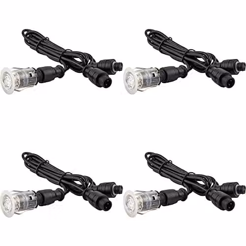Loops 4 Pack Single 25mm Recessed Decking Light Module, 0.75W CCT LED, Silver Stainless Steel and Transparent Polycarbonate, IP67 Rated