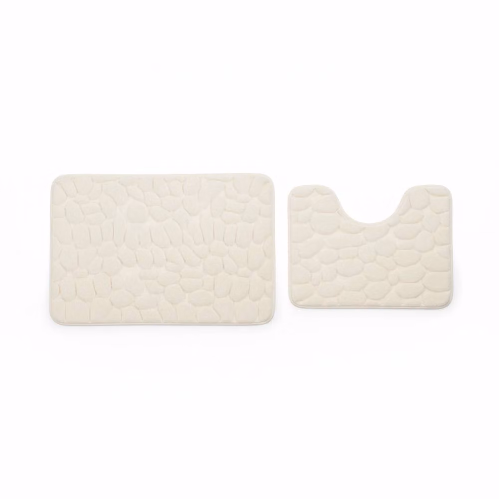 Snug City Pebble Design Memory Foam Bath Mat Set in Beige, W: 80 cm x D: 50 cm – 2