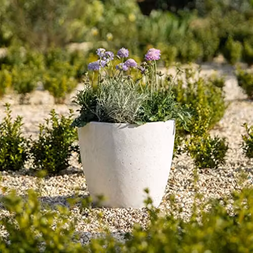 Primrose White Egg Shape Polystone and Fiberstone Planter for Indoor and Outdoor Use, 36 cm – 1