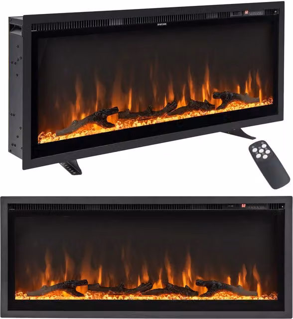 Costway Electric Fireplace Heater in Black, Width: 106 cm