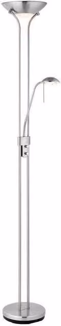 Netlighting Rome Mother & Child Floor Lamp in Satin Chrome and Grey with Opal Glass and G9 Bulb