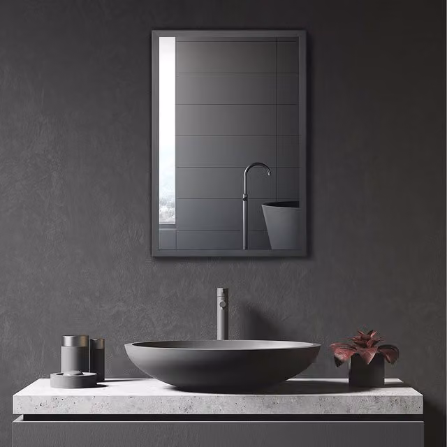 kleankin Black Wall Mounted Minimalist Bathroom Cabinet with Mirror and Hinged Doors