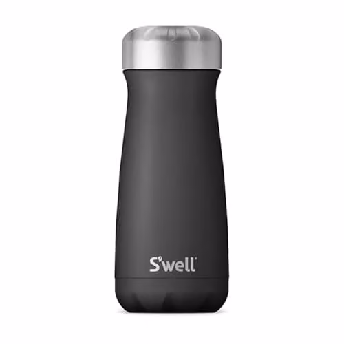 S'well Stainless Steel Triple-Layered Vacuum-Insulated Traveler Mug, Black, 470ml