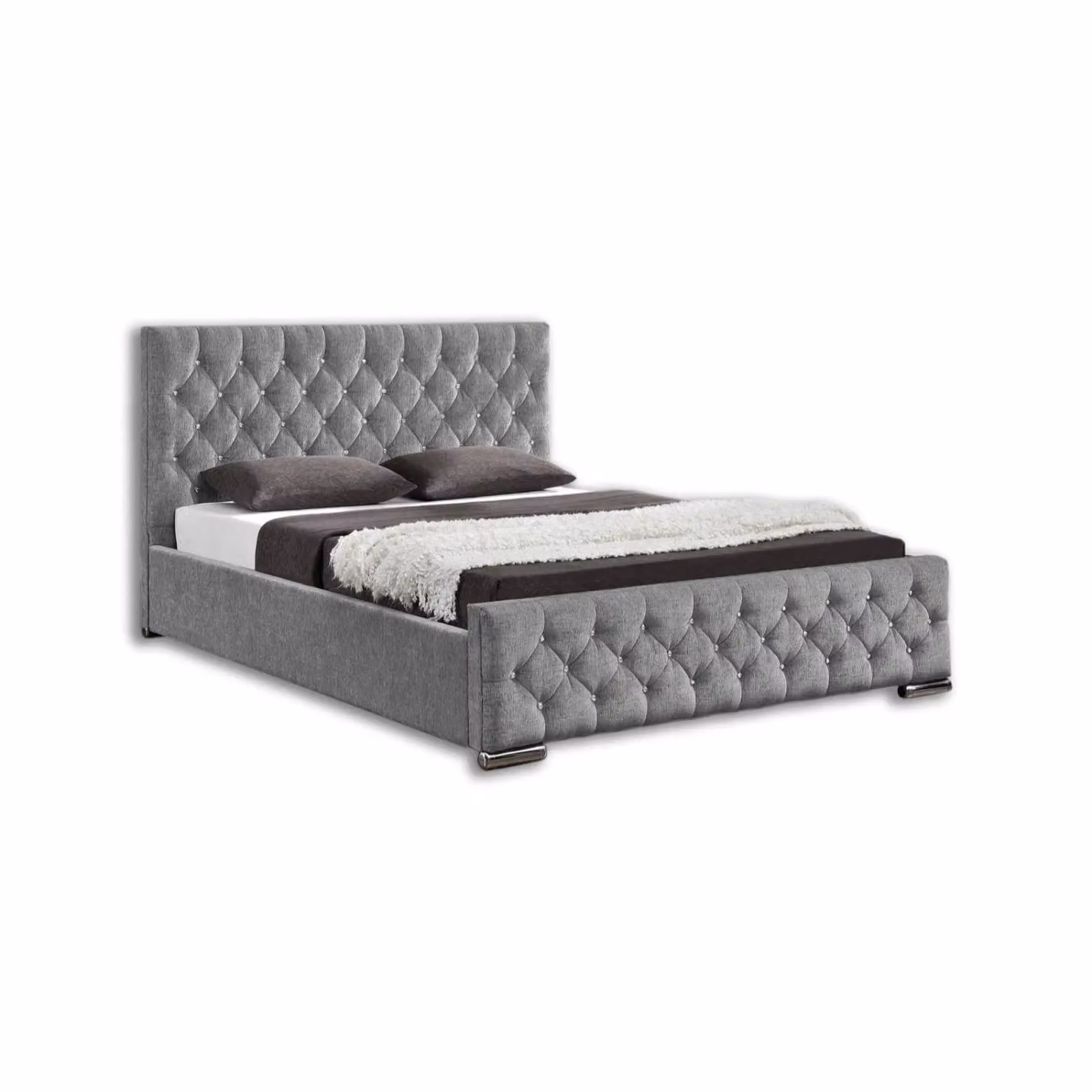 Home Detail Arya Silver Chenille Super King Ottoman Bed with Lift Up Base, W: 200 cm x D: 200 cm – 2