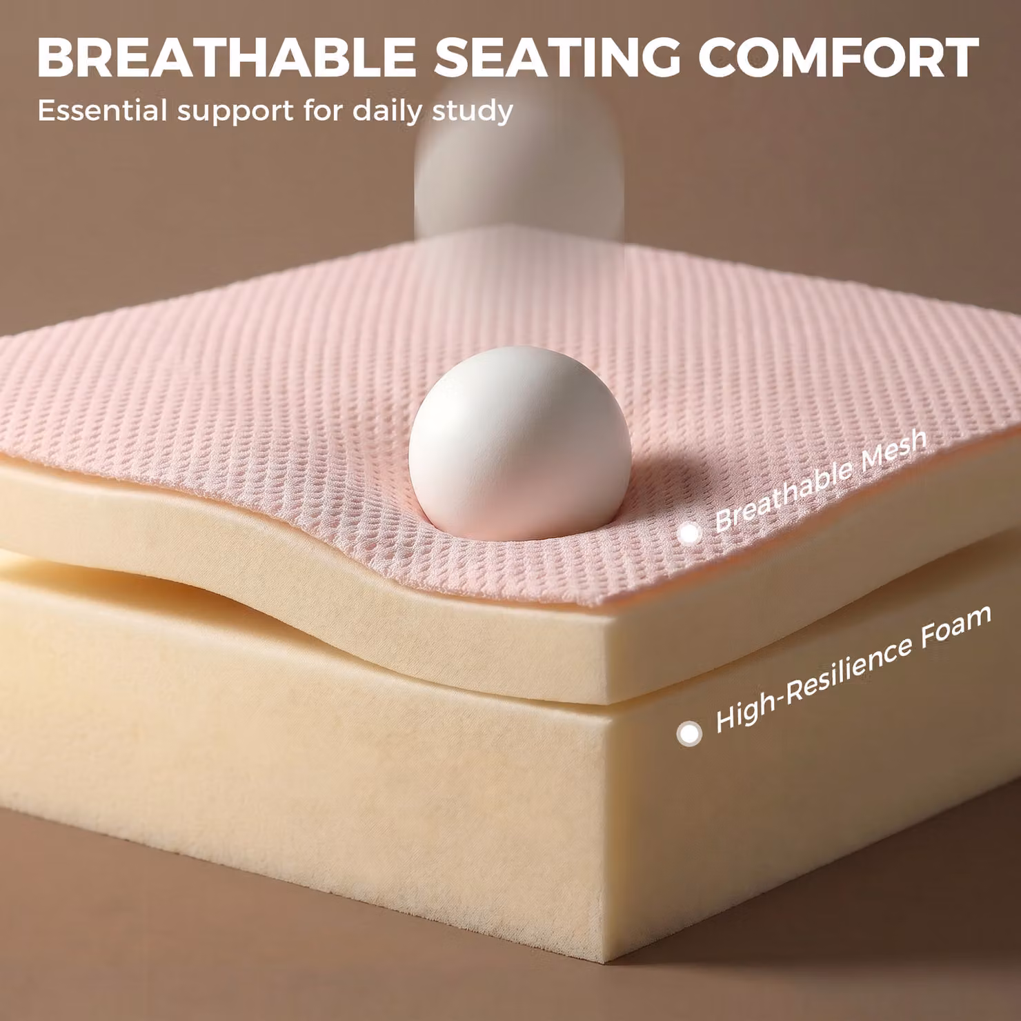 HOMCOM Pink Fabric Task Chair with 360 Degree Swivel and Castors, W/D/H: 43 x 44 x 120 cm – 4