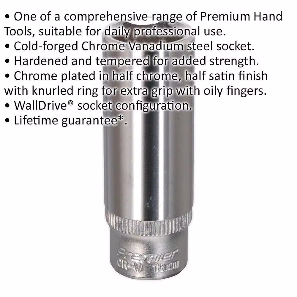 Loops 13mm Deep Drive Socket 1/4 inch Square Drive Chrome Vanadium in Silver – 2