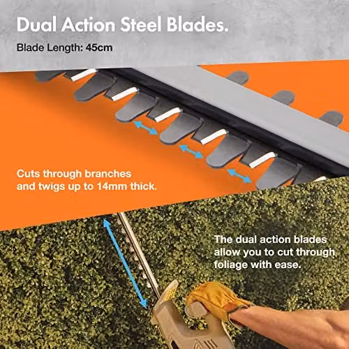 VonHaus 12V Cordless Reciprocating Hedge Trimmer in Grey with Rechargeable Battery – 2