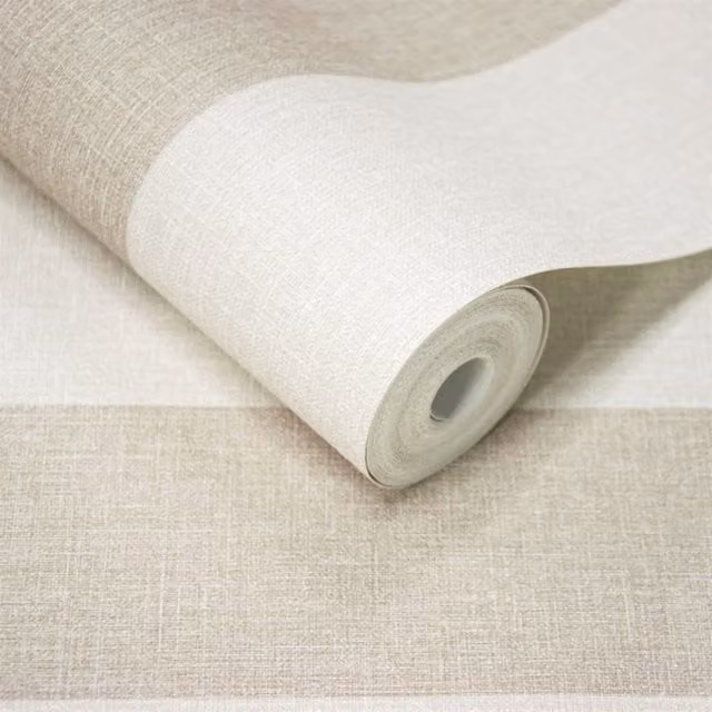 Grandeco Classic Striped Abstract Wallpaper in Beige
