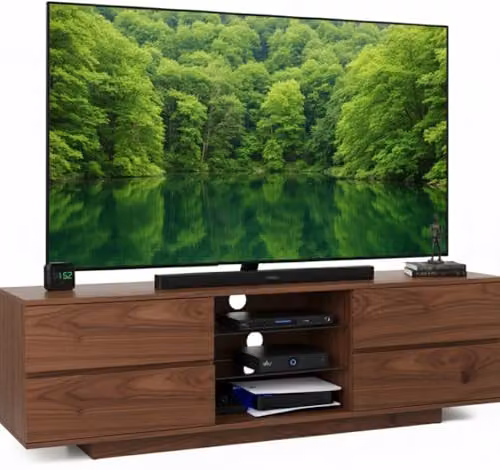 Centurion Supports Avitus Premium Walnut TV Cabinet with 4 Drawers and 3 Shelves, Brown, W/D/H: 158 x 40 x 48 cm