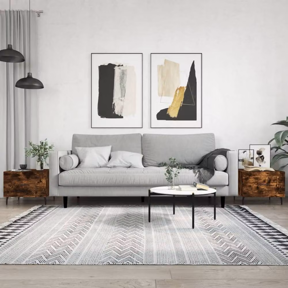 Berkfield Home Set of 2 Smoked Oak Coffee Tables in Brown, W/D/H: 50 x 50 x 40 cm – 2
