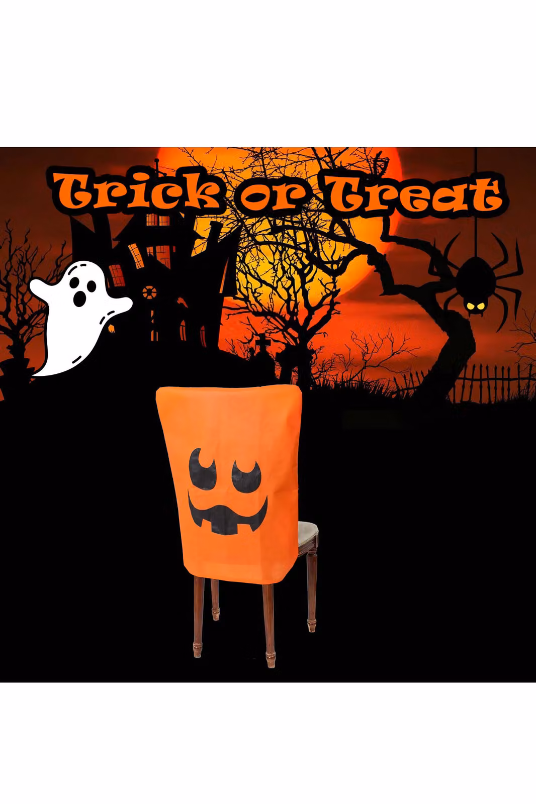 VFM e-Store Halloween Party Dining Chair Covers in Orange, W/D/H: 65 x 50 x 50 cm – 2