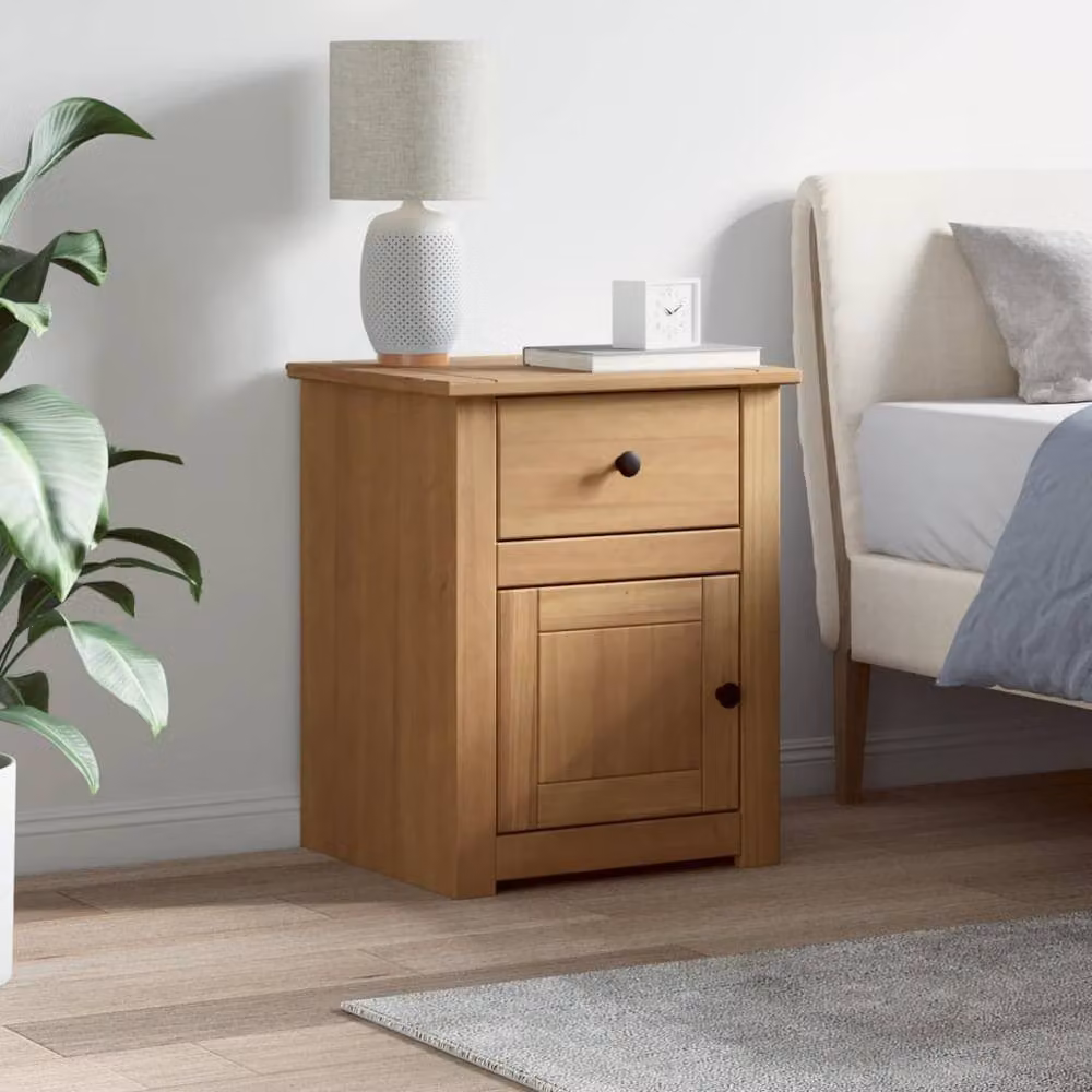 Berkfield Home Panama Bedside Cabinet in Brown Solid Wood Pine, W/D/H: 46 x 40 x 57 cm – 2