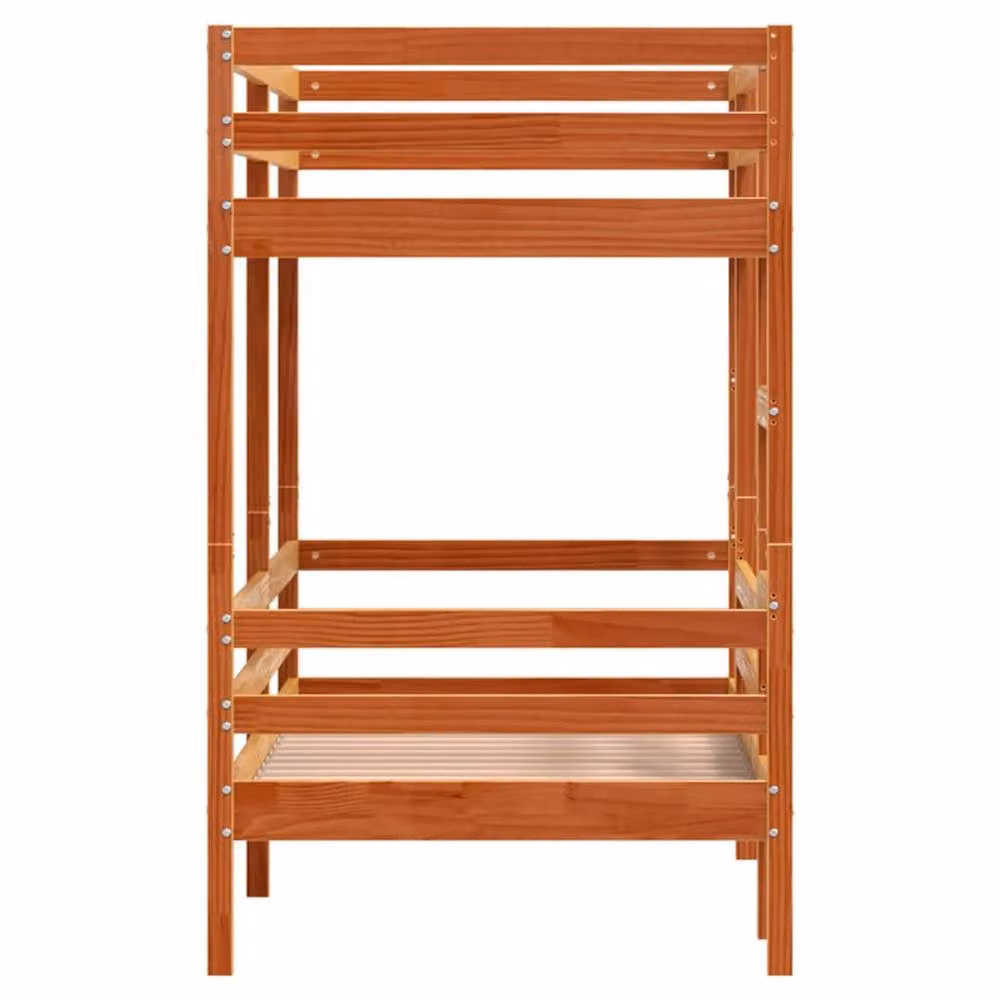 Berkfield Home Wax Brown Solid Wood Pine Bunk Bed W/D/H: 90 x 200 cm – 3