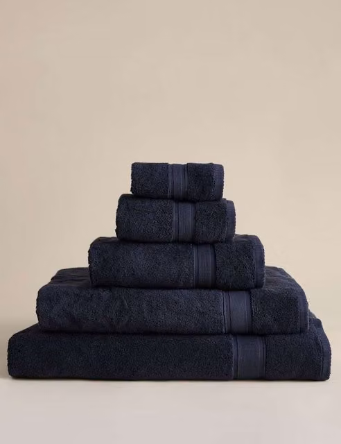 M&S Fluffy Quick-Drying Pure Cotton Towel in Blue