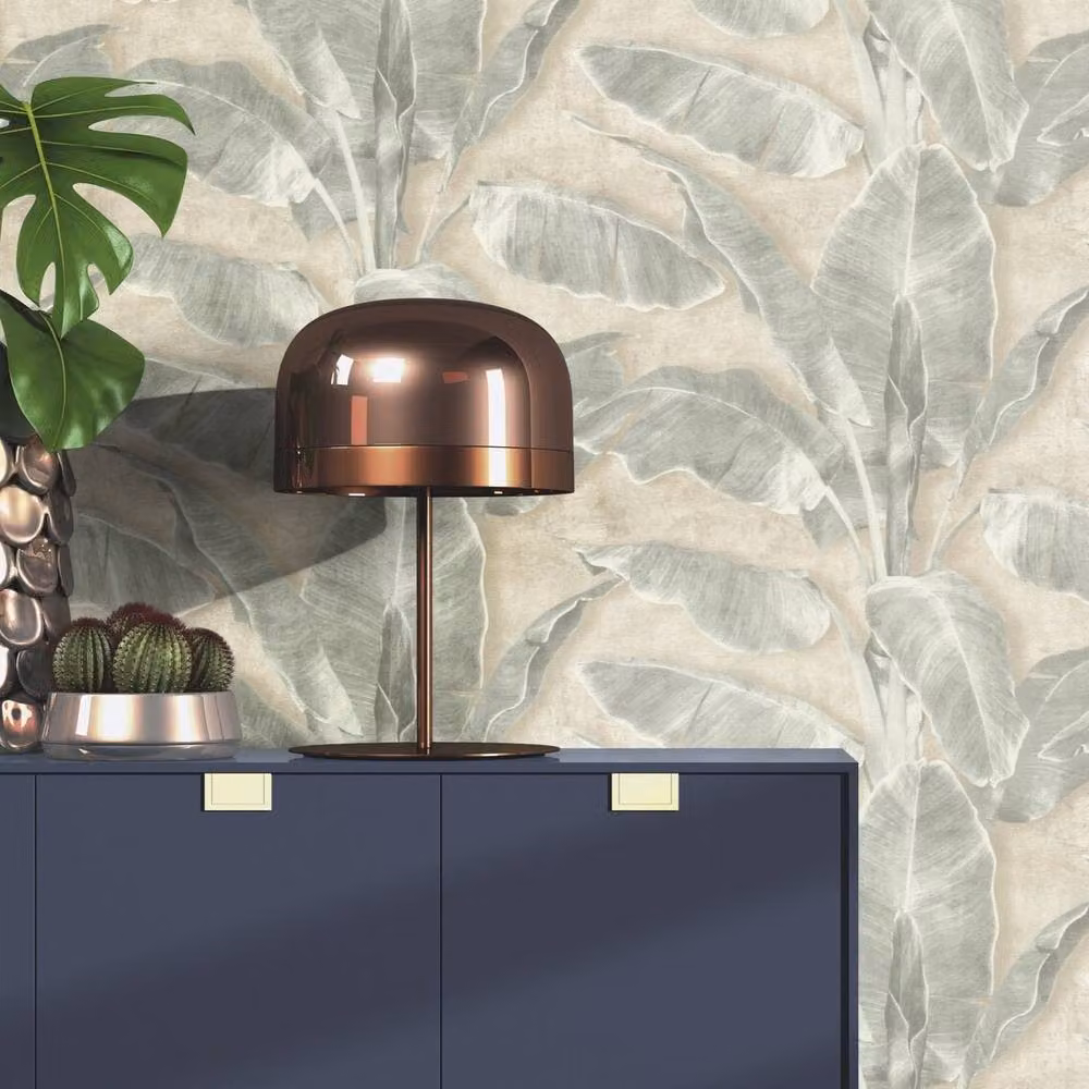 Rasch Cuba Tropical Leaves Self-Adhesive Textured Wallpaper, Green and Beige, 6.00 m x 0.53 m – 5