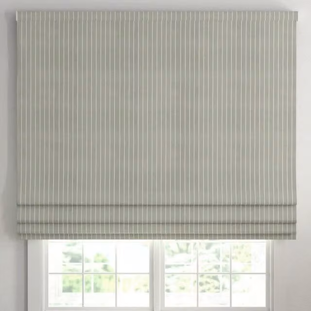 ANTE DECOR Burgess Printed Cotton Stripe Made To Measure Roman Blind in Soft Grey