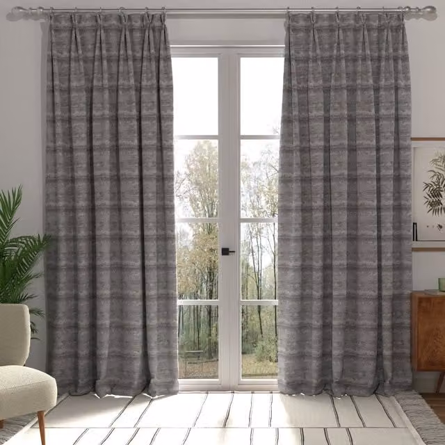 Terrys Cancun Made to Measure Grey Striped Blackout Fabric Panel Curtain
