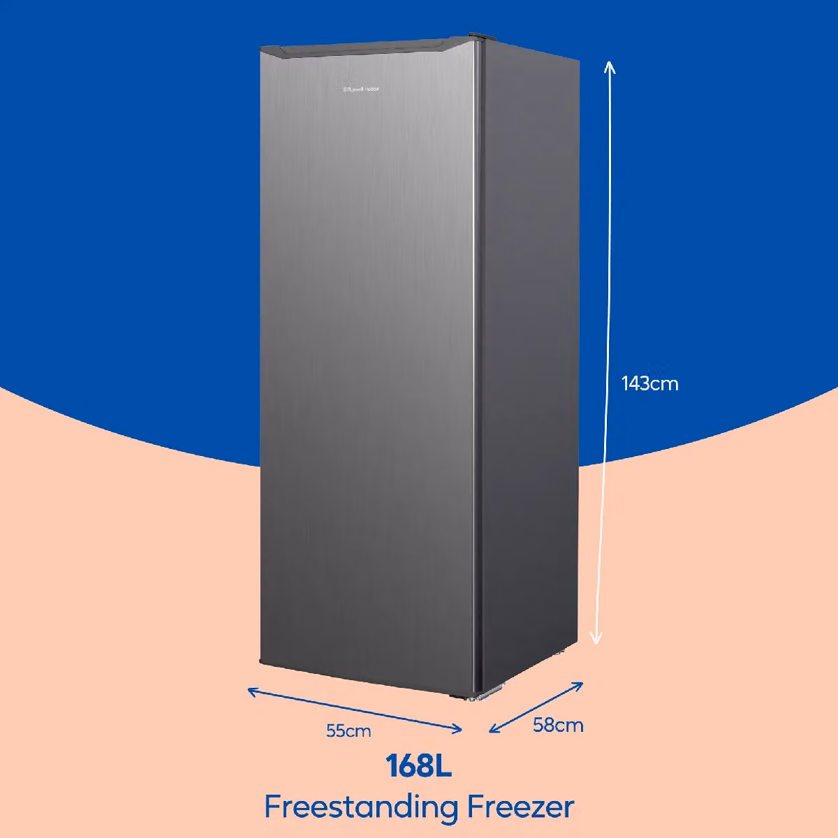 Russell Hobbs Freestanding Upright Tall Freezer in Silver, 168L, H: 143 cm – 2