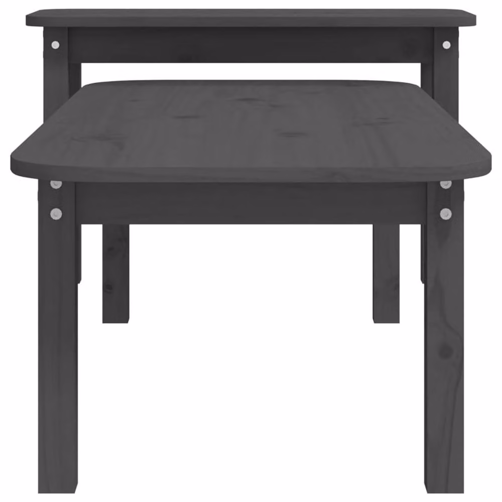 Berkfield Home Beautiful 2 Piece Grey Solid Pine Wood Coffee Table Set – 3
