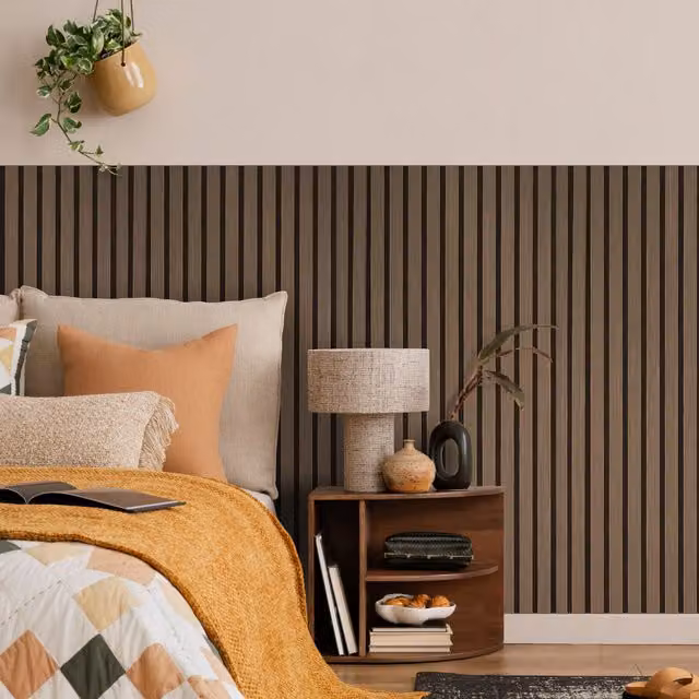 Fuse Acoustic Smoked Oak Wooden Wall Panel, Brown, W: 60 cm, H: 120 cm