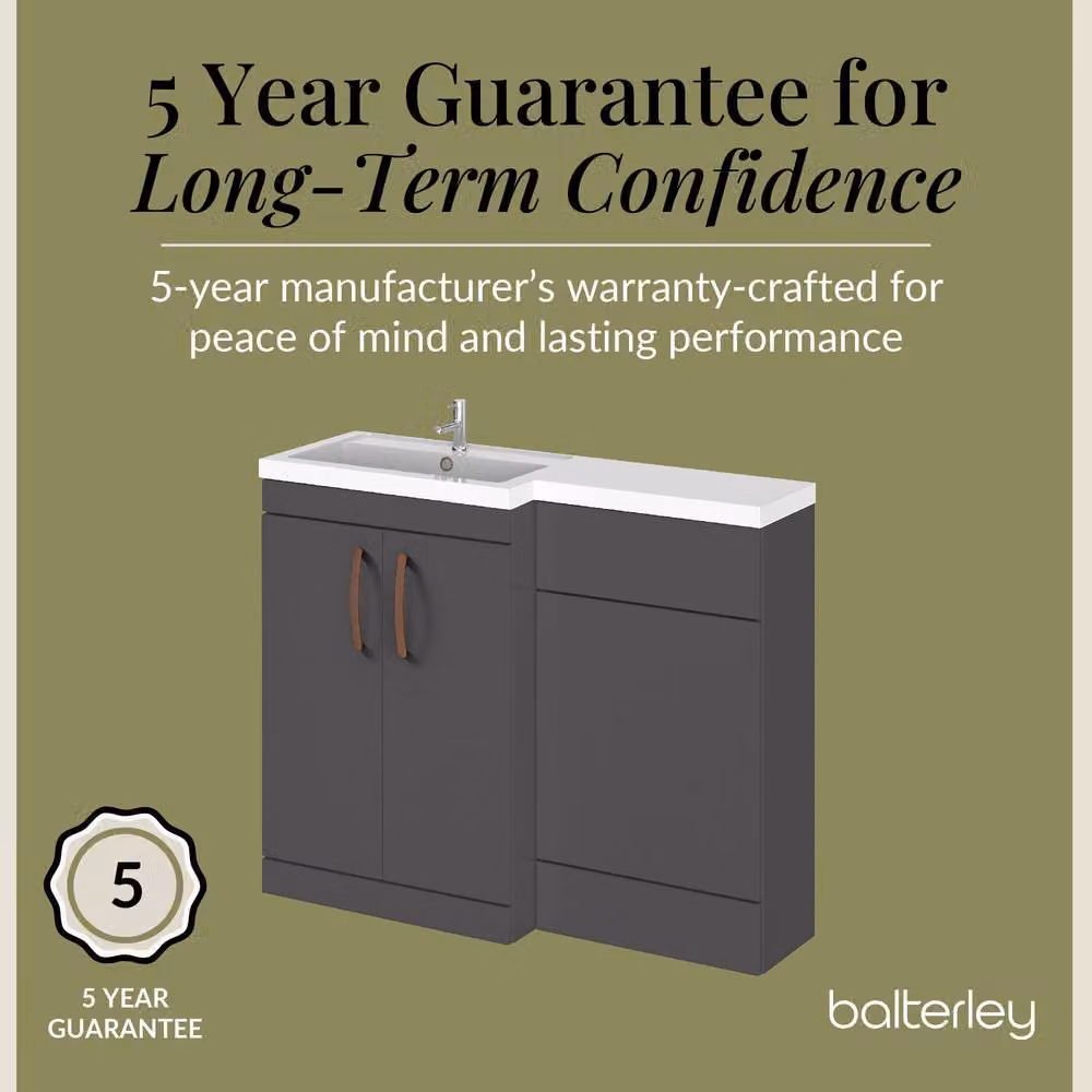 Balterley Modern Gloss Grey Left-Hand Vanity and WC Unit Combination, W: 110 cm, H: 84 cm – 5