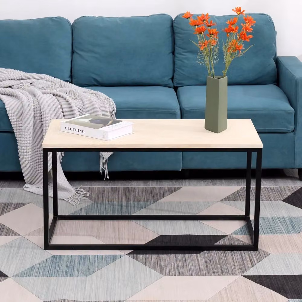Nordlys Rectangular Modern Industrial Wooden Coffee Table in Black – 3