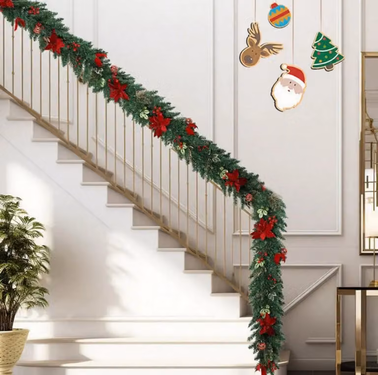Leaper Green Christmas Vine Hanging Garland Decoration with Warm White LED Lights