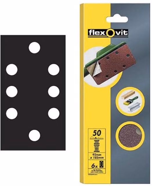 Flexovit Quick-release Sanding Sheets for Orbital Sanders, Multicolour