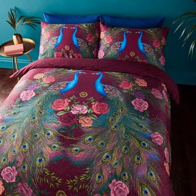 Matthew Williamson Xanadu Purple Cotton Duvet Cover Bedding Set with Graphic Animal Design