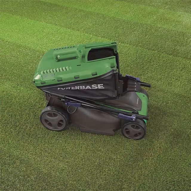 Powerbase Electric Mower and Rear Roller in Green with 34cm Cutting Width