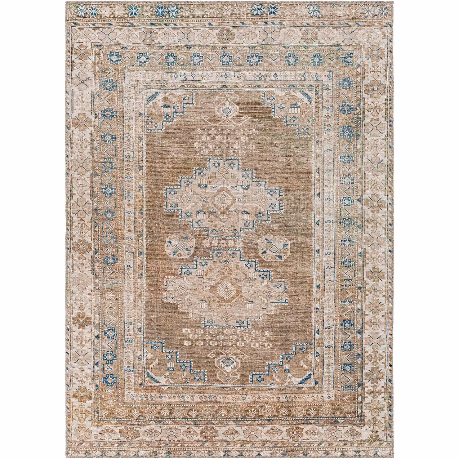 Livabliss Washable Vintage Boho Living and Dining Room Rug in Brown, Grey and Blue, W/D/H: 120 x 170 cm – 2