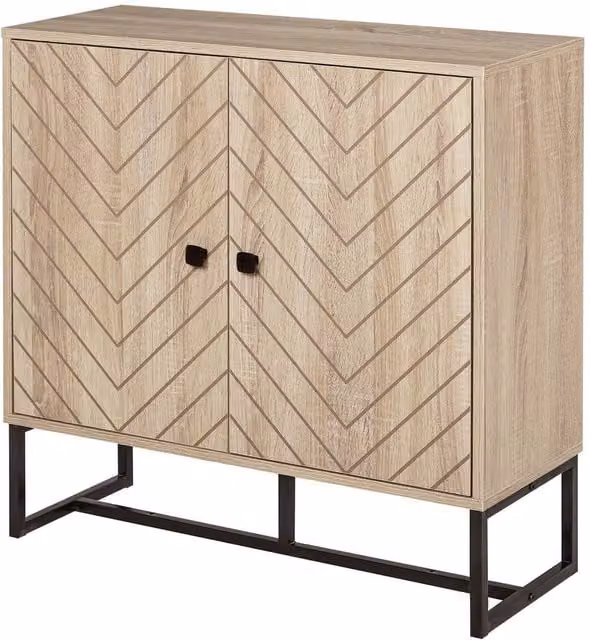 Havendro Embossed Arrow Metal Storage Cabinet in Brown with Adjustable Shelves and Hinged Doors