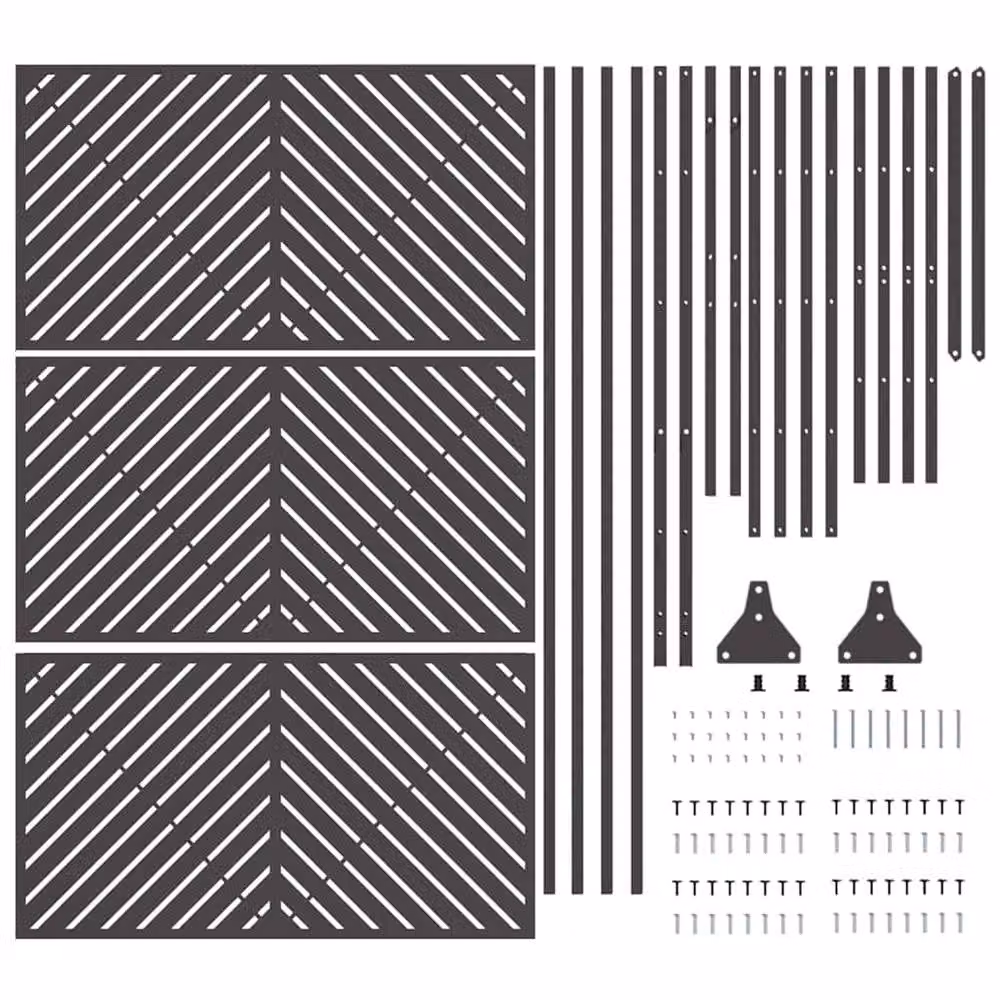 Berkfield Home Durable Black Steel Rectangular Fence Panel – 6
