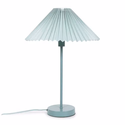 ValueLights Blue Metal Table Lamp with Pleated Shade and LED Bulb, H 48.5 x W 34.5 x D 34.5 cm