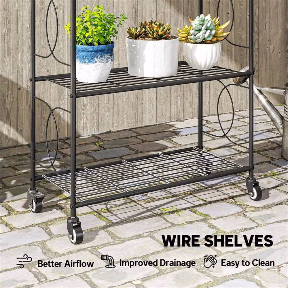 Nordara 4-Tier Heavy Duty Metal Ladder Plant Stand in Black, 100 x 100 cm – 5